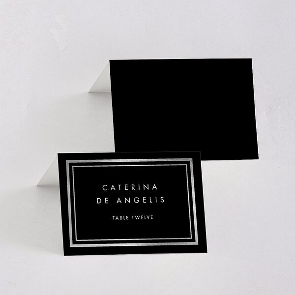 Polished Frame Foil Place Cards Silver Licorice Signature