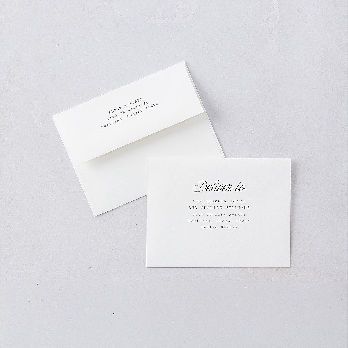 Vintage Script Thank You Card Envelopes White Pure White Both Recipient and Return Addresses Signature Standard