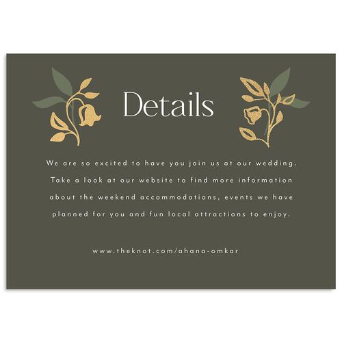 Rustic Nouveau Wedding Enclosure Cards Gold Hunter Green Signature Standard
