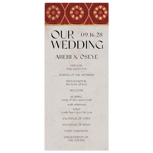 Gilded Sahara Pattern Wedding Programs Gold Rust Signature