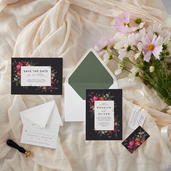 Blooming Botanical Euro Envelope Liners Midnight Luxe