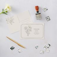 Fresh off the Market Garden Vintage Botanical Sketch Bridal Shower Thank You Postcards Dark Camo