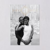 Monogram Leaves Save The Date Cards Gold Charcoal Signature smooth Blank No