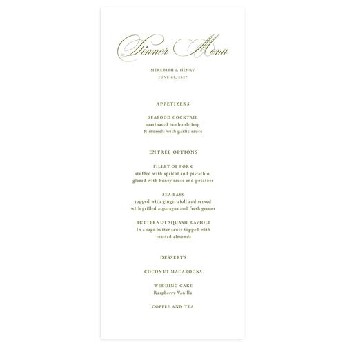 Monogram Branches Botanical Menus Olive Signature