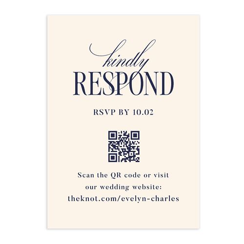 Whimsical Hand Drawn Bow QR Code RSVP Cards Moody Blue Signature Standard
