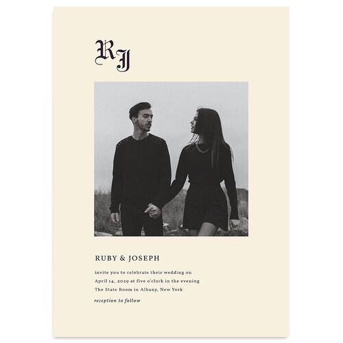 Minimalist Gothic Photo Wedding Invitations Bordeaux Signature Blank No Standard