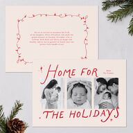 Whimsical Handwritten Home for the Holidays Photos Holiday Cards Photos Ruby Signature Blank Portrait  Standard