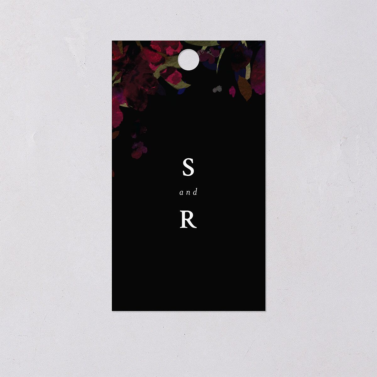 Midnight Floral Favor Gift Tags Gold Raspberry Signature