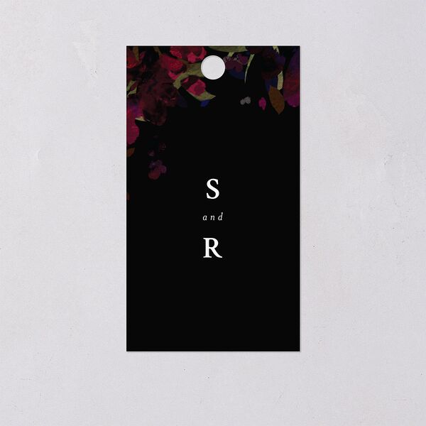 Midnight Floral Favor Gift Tags Gold Raspberry Signature