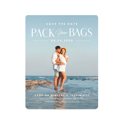Destination Photo Poster Save The Date Magnets Dusty Blue Magnet Paper
