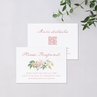 Maximalist Floral Crest QR Code RSVP Cards Pink Cotton Signature Standard