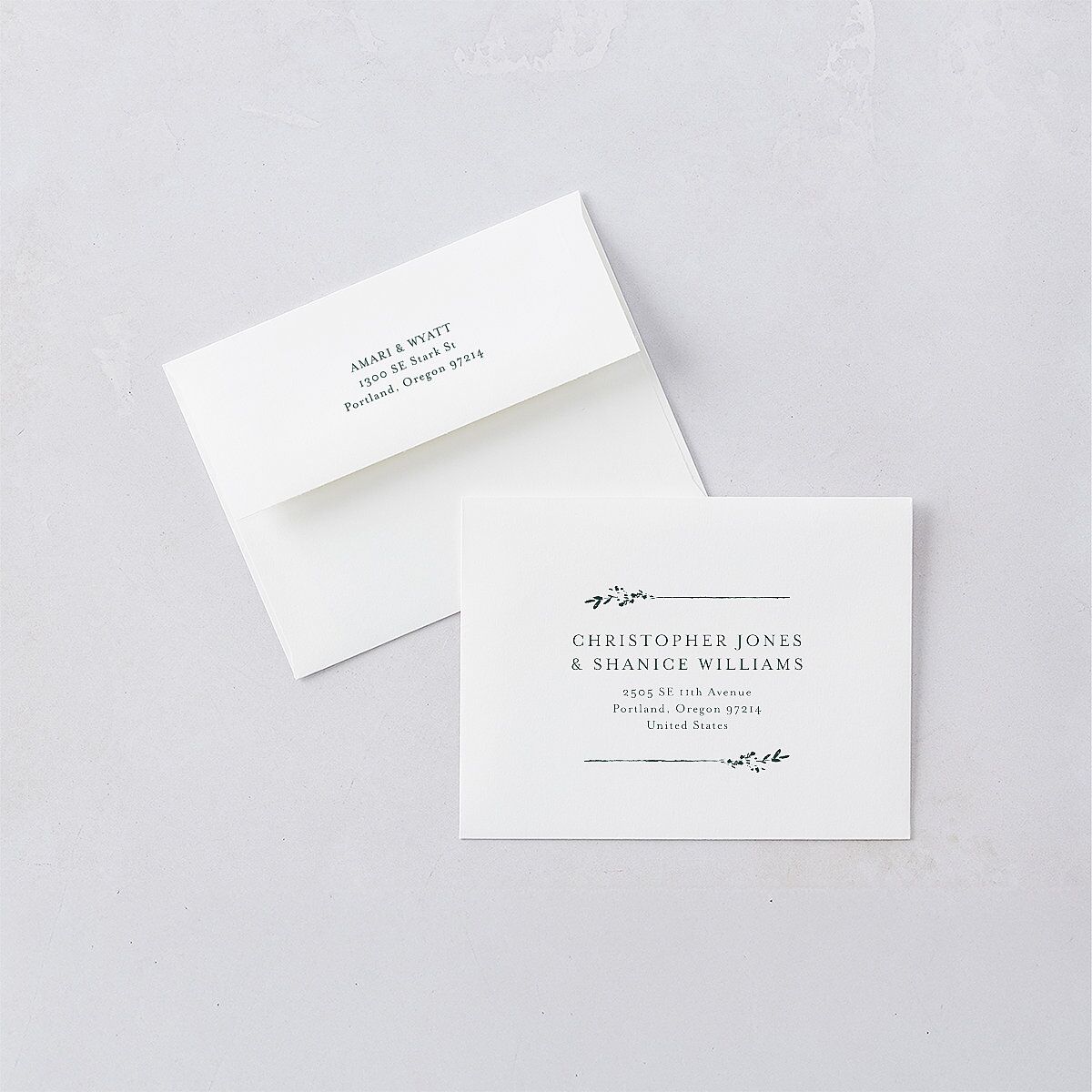 Exquisite Branches Botanical Save the Date Magnet Envelopes White Deep Lake Both Recipient and Return Addresses Signature Standard