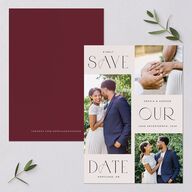 Beloved Union Save The Date Cards Merlot Signature smooth Blank No