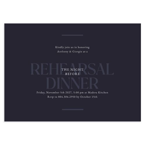 Gilded Bold Rehearsal Dinner Invitations Navy Signature Blank Standard