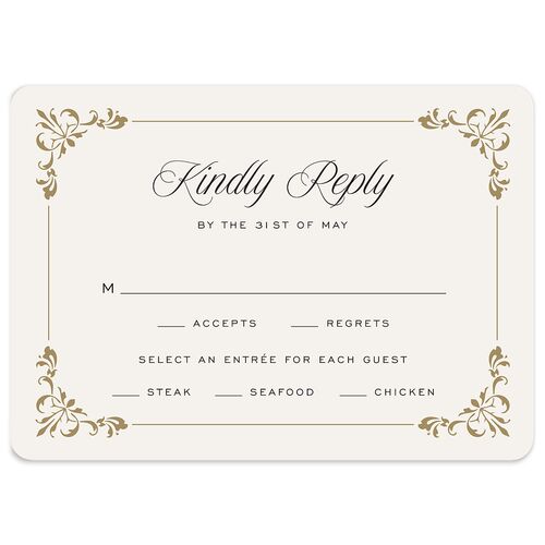 Old Money Wedding Response Cards Champagne Signature Rounded