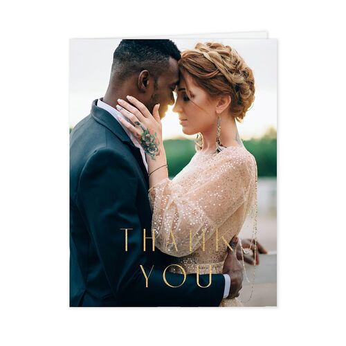 Gilded Leaves Thank You Cards Gold Hunter Green