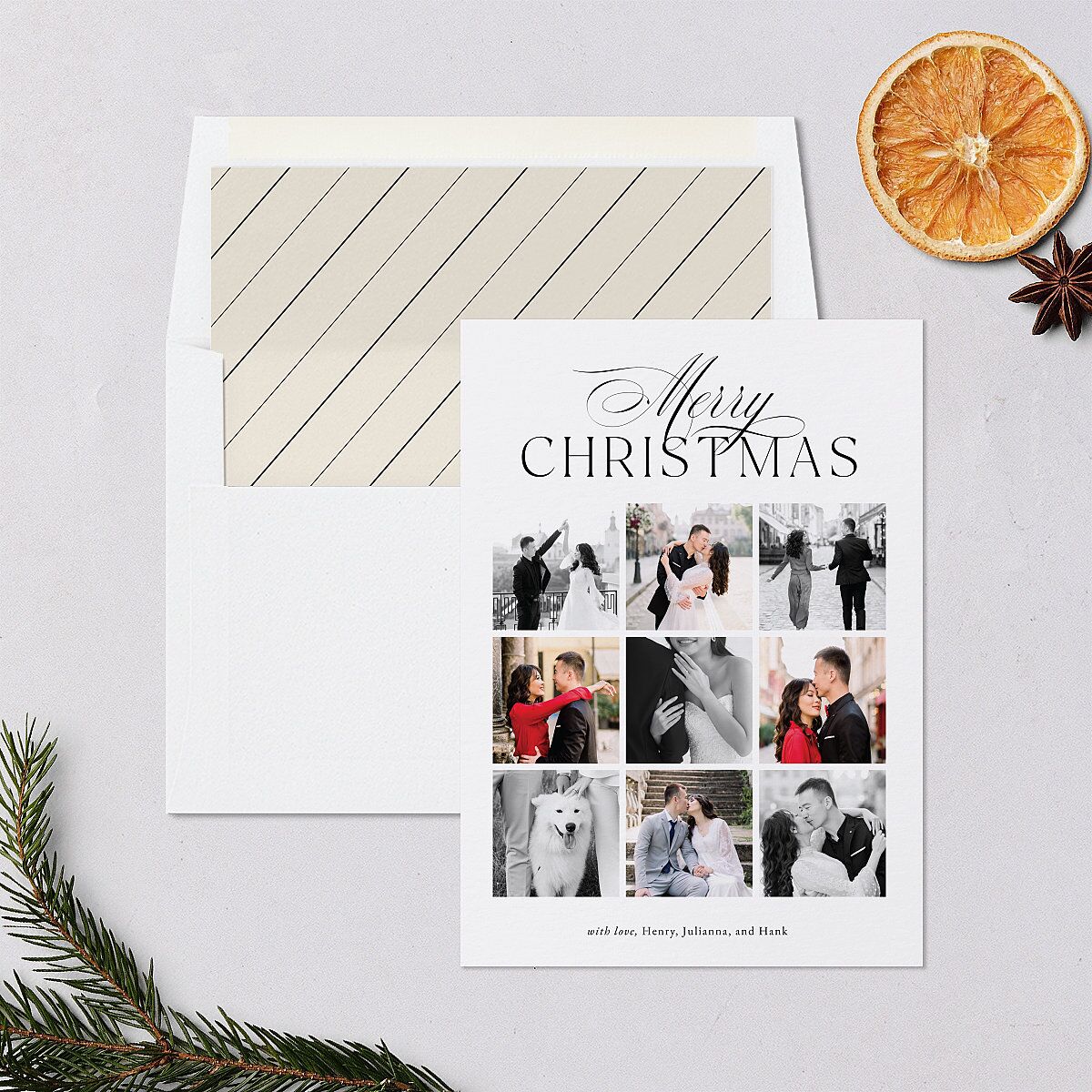 Merry Gallery Holiday Cards Pure White Signature Blank Standard Portrait