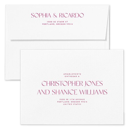 Color del Amor Bilingual Foreign Language Wedding Invitation Envelopes Blue Ultramarine Return Address Standard Signature
