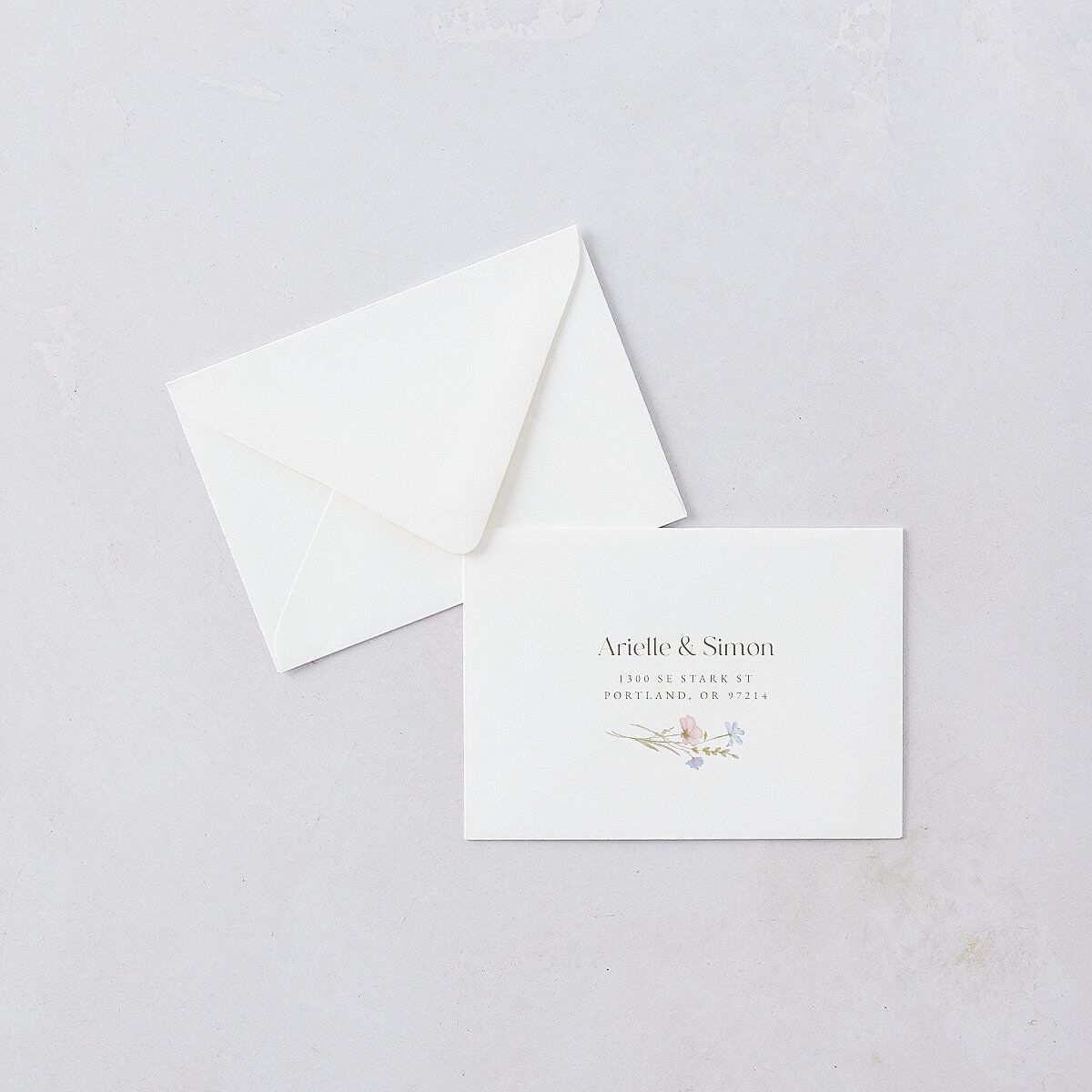 Wildflower Photo Response Card Euro Envelopes White Lilac Return Address Luxe