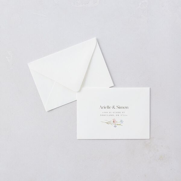 Wildflower Photo Response Card Euro Envelopes White Lilac Return Address Luxe