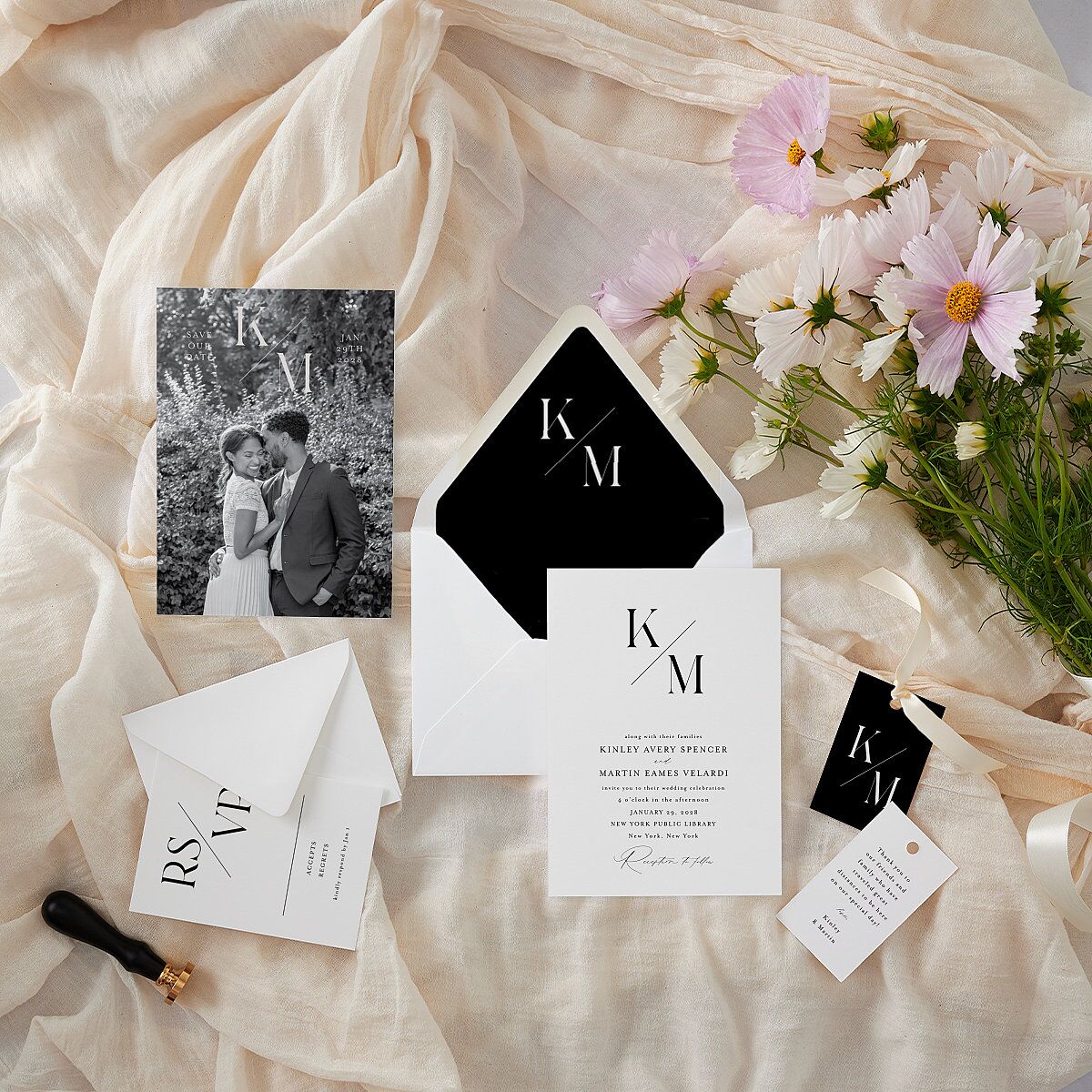 Monogram Slant Favor Gift Tags Licorice Signature