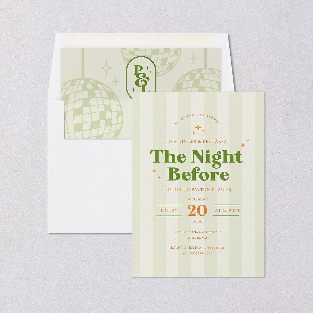 Colorful Retro Stripes Rehearsal Dinner Invitations Sea Foam Signature Blank Standard