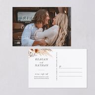 Bohemian Floral Hoop Save The Date Postcards  Camel