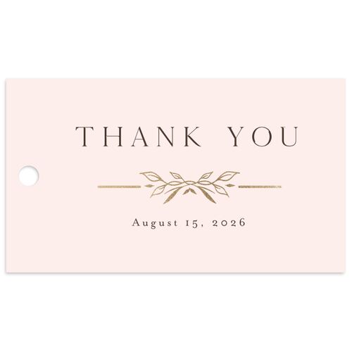 Monogram Leaves Favor Gift Tags Gold Pink Cotton Signature