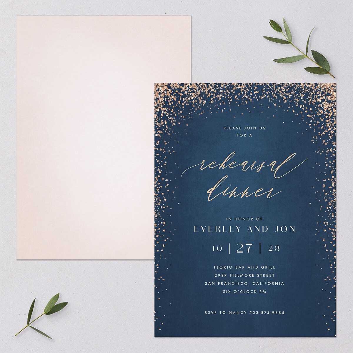 Sparkling Romance Rehearsal Dinner Invitations — view 1