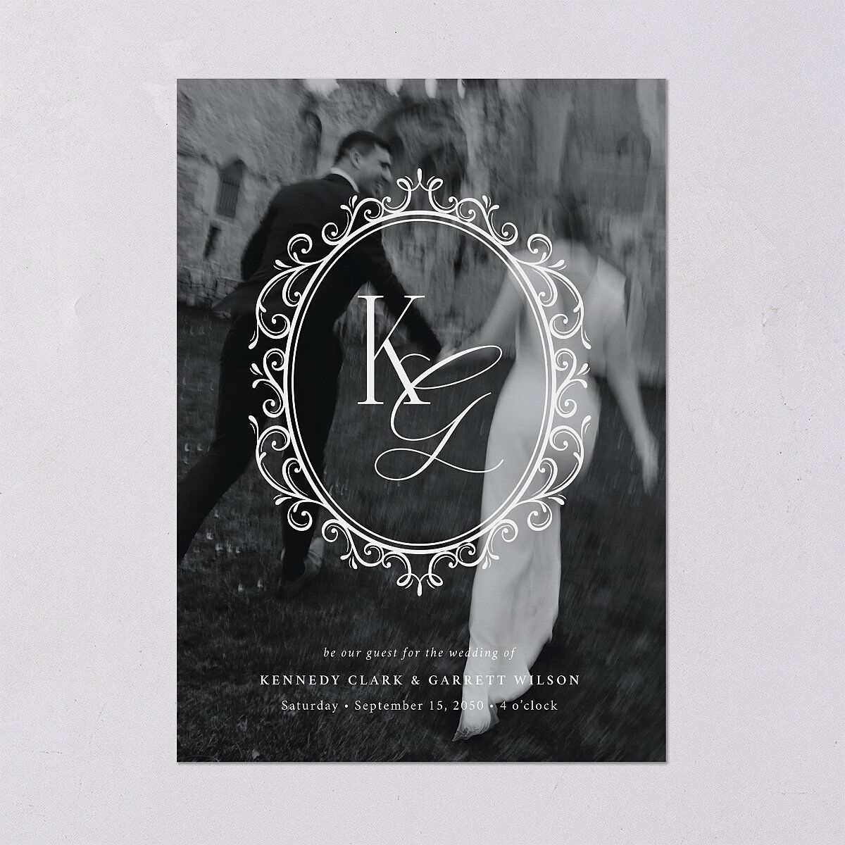 Maximalist Photo Crest Wedding Invitations Linen Signature Blank No Standard