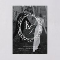 Maximalist Photo Crest Wedding Invitations Linen Signature Blank No Standard