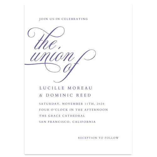 The Union Of Wedding Invitations French Violet Signature Blank No Standard