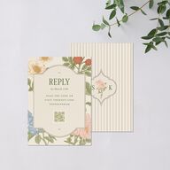 Floral Vintage Lattice QR Code RSVP Cards Champagne Signature Standard