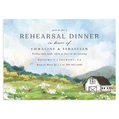 Western Barn Rehearsal Dinner Invitations Charcoal Signature Blank Standard