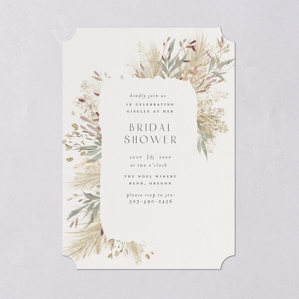 Ethereal Pampas Bridal Shower Invitations Thyme Signature Blank