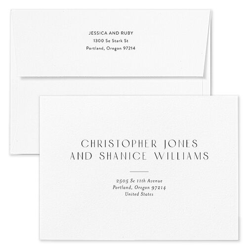 Modern New Year Holiday Card Envelopes White Sepia Both Recipient and Return Addresses Standard Signature