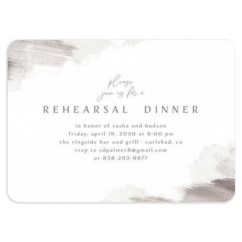 Minimal Brush Rehearsal Dinner Invitations Pebble Signature Blank Rounded