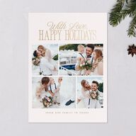 Hollywood Holiday Foil Holiday Cards Gold Greenery Signature Blank Standard Portrait