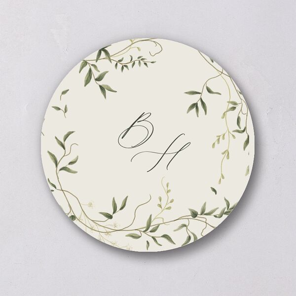 Dainty Fairytale Greenery Wedding Stickers Hunter Green Circle