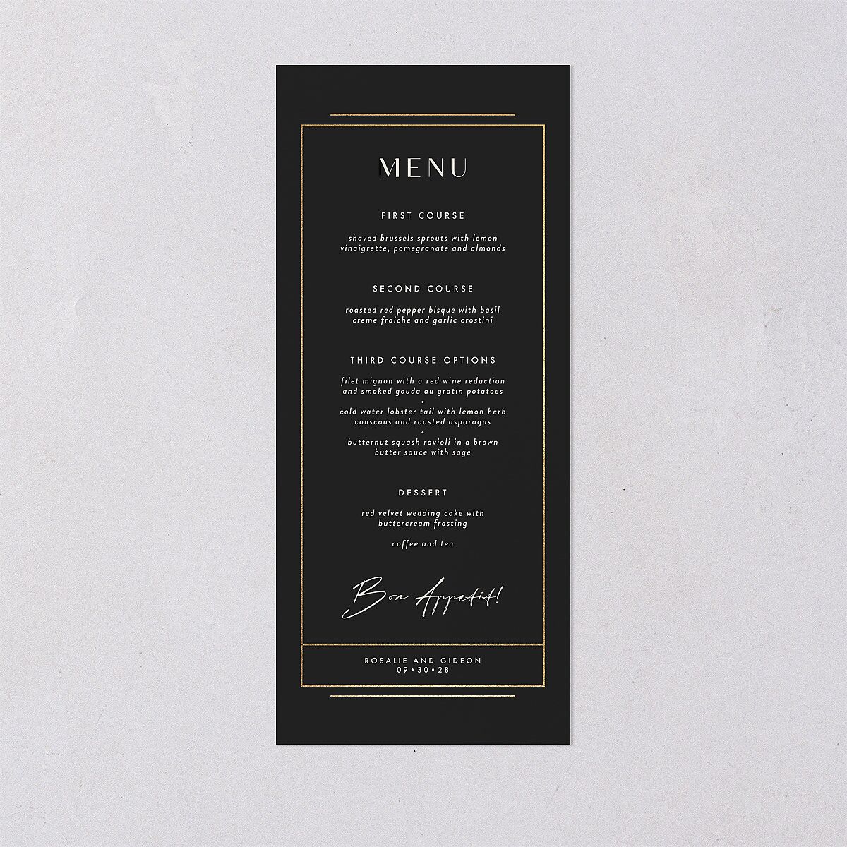 Refined Frame Menus Gold Charcoal Signature