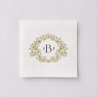 Black Tie Crest Engagement Party Cocktail Napkins Pure White Napkin Uncoined