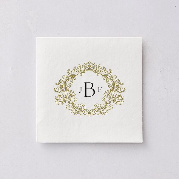Black Tie Crest Engagement Party Cocktail Napkins Pure White Napkin Uncoined