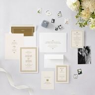 Antique Scallop Frame Wedding Invitations Linen Signature Blank No Standard