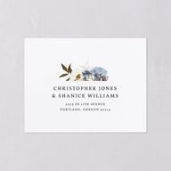 Pressed Flowers All-in-One Wedding Invitations Regency Blue Signature Light Both Recipient and Return Addresses No