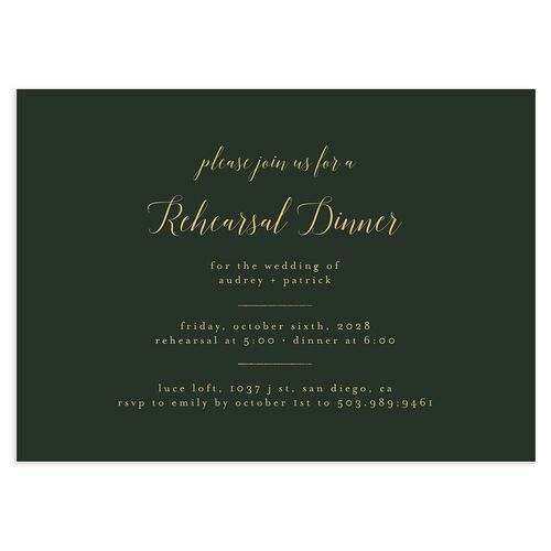 Marble and Gold Rehearsal Dinner Invitation Dark Emerald Signature Blank Standard