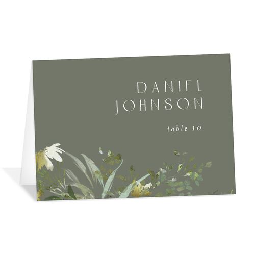Gilded Greenery Place Cards Rose Gold Deep Olive Signature