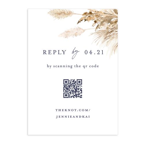 Simple Pampas QR Code RSVP Cards Dusty Blue Signature Standard