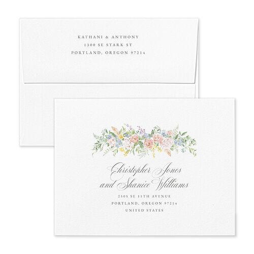 Glamorous Regency Garden Save the Date Petite Card Envelopes by Bridgerton Blue Sage Return Address Signature Standard