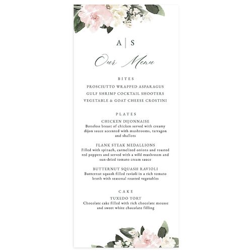 Floral Accent Menus Pink Cotton Signature