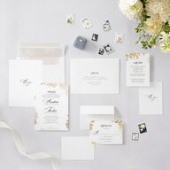 Romantic Lace Foil Wedding Invitations Gold Pure White Signature Blank No Standard